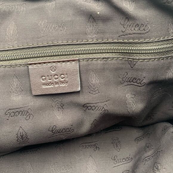 Auth GUCCI Guccisima Sukey Brown Leather Shoulder Bag Preloved Very Good Tote - Picture 15 of 16